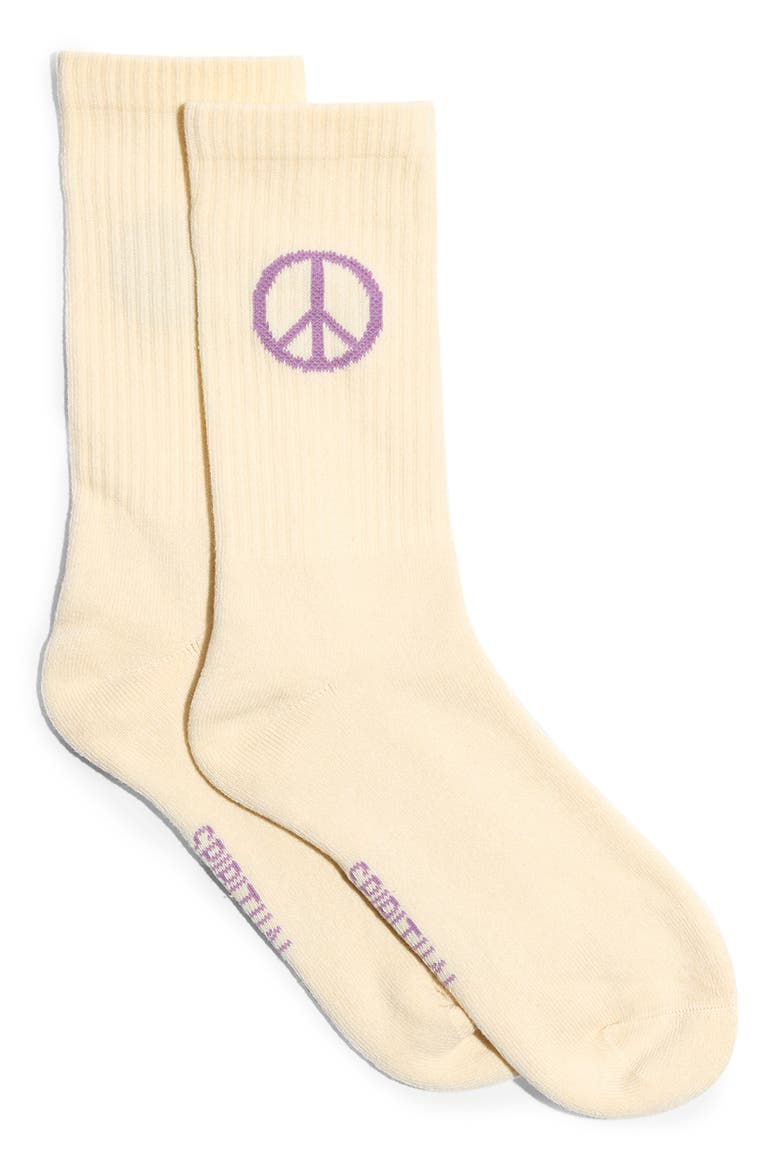 Find Peace Crew Socks, Main, color, VINTAGE WHITE