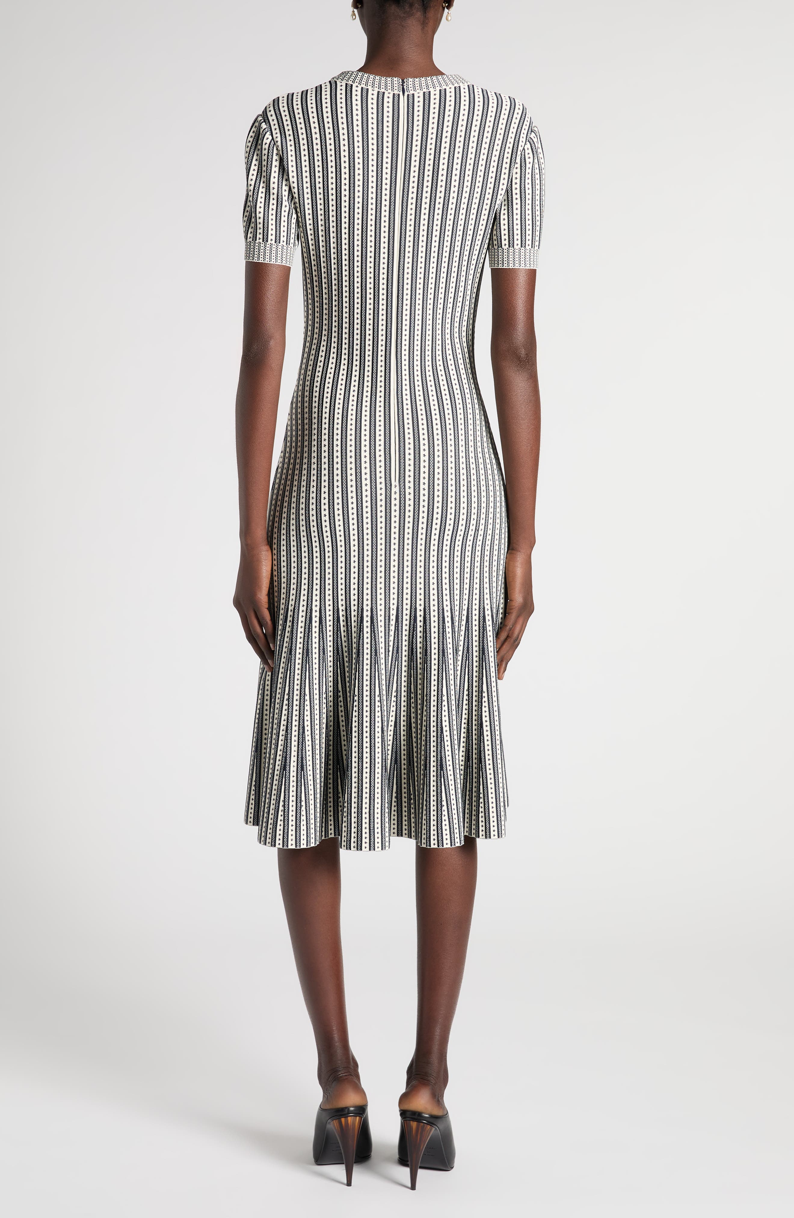Jacquard Stripe Trumpet Sweater Dress - image 2