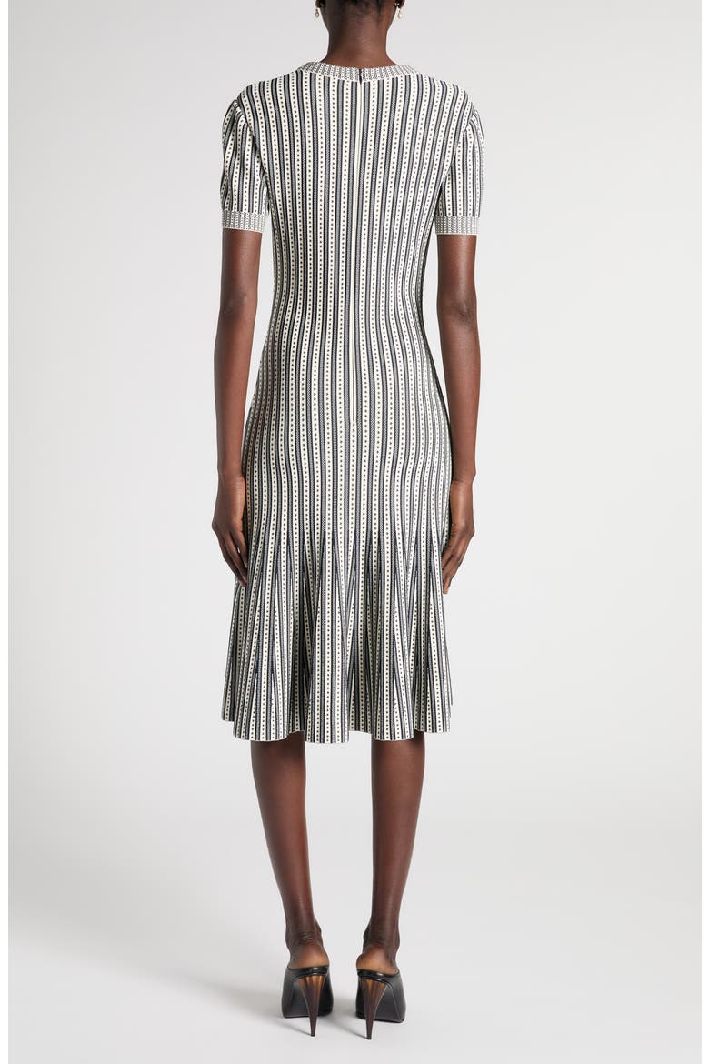 Jacquard Stripe Trumpet Sweater Dress, Alternate, color, IVORY/NAVY