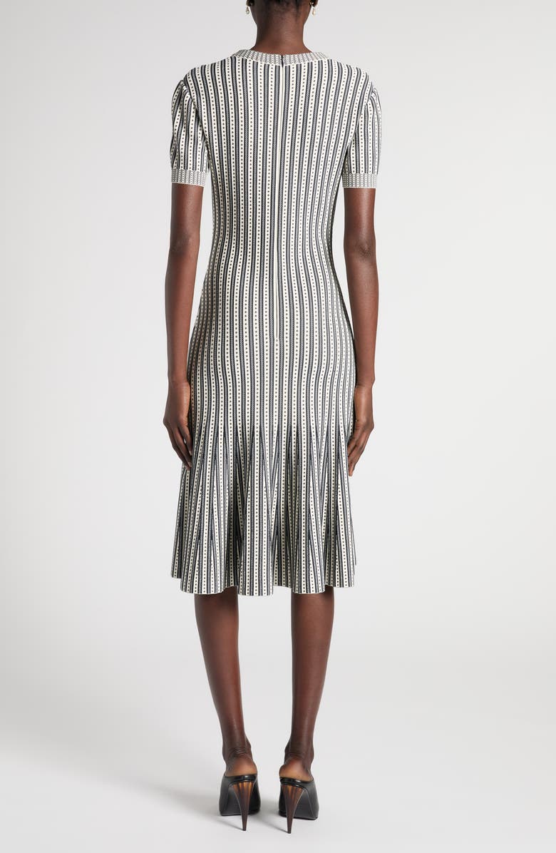 McQueen Jacquard Stripe Trumpet Sweater Dress, Alternate, color, Ivory/Navy
