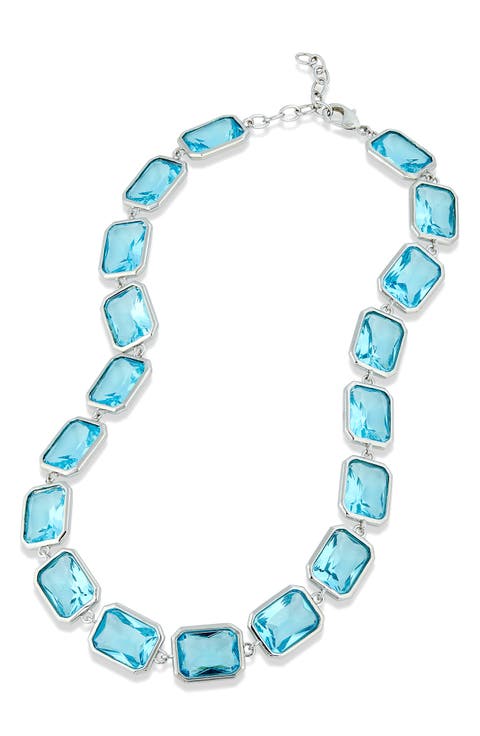 Bezel Aqua Crystal Necklace