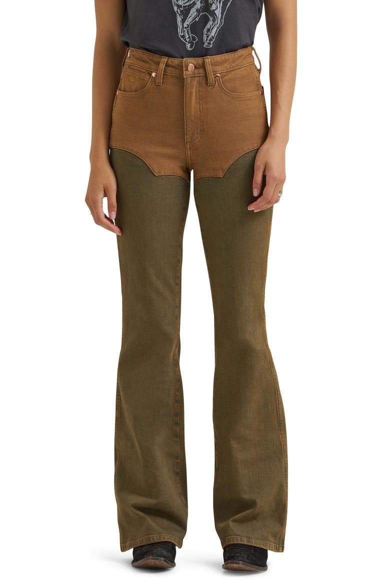 Western Chaps Flare Jeans, Main, color, BROWN