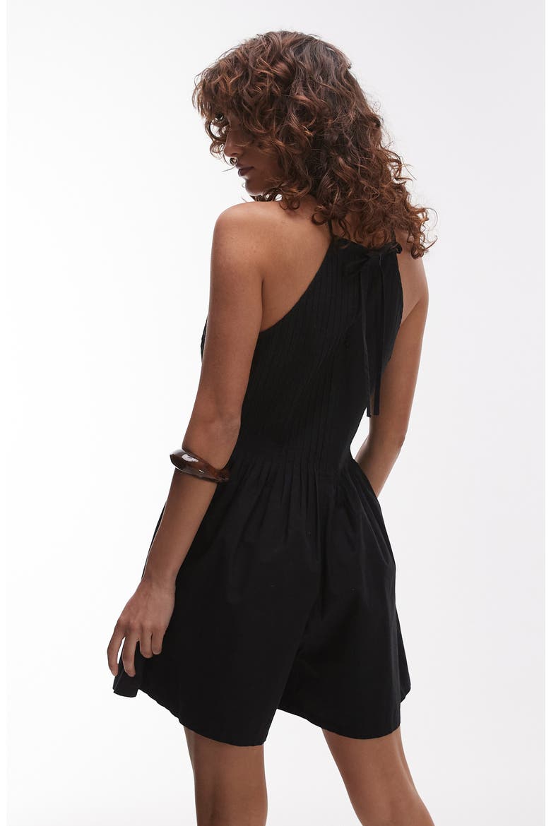 Pintuck Sleeveless Romper, Alternate, color, BLACK