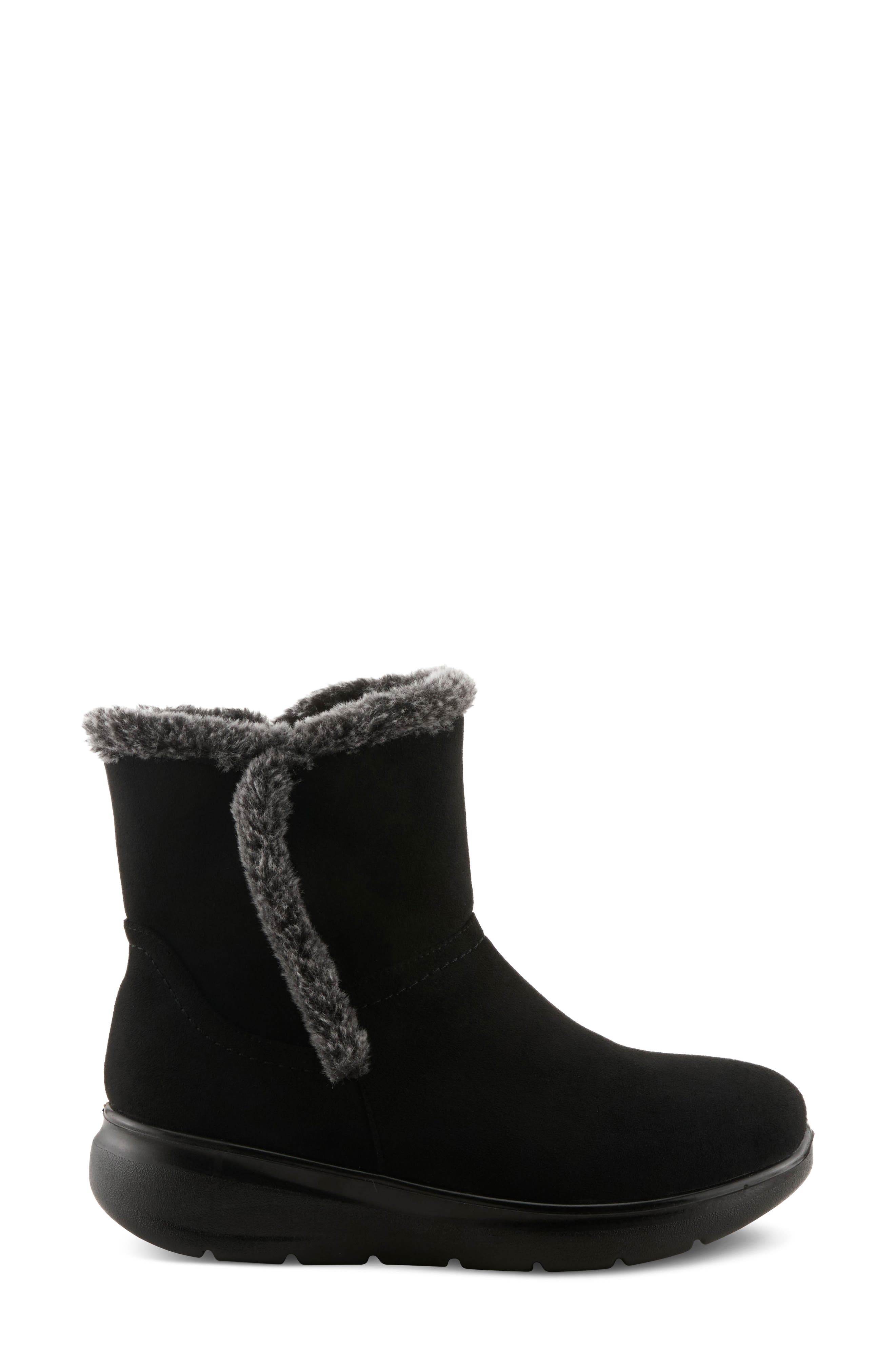 Daeloriah Water Resistant Faux Fur Bootie, Alternate, color, BLACK