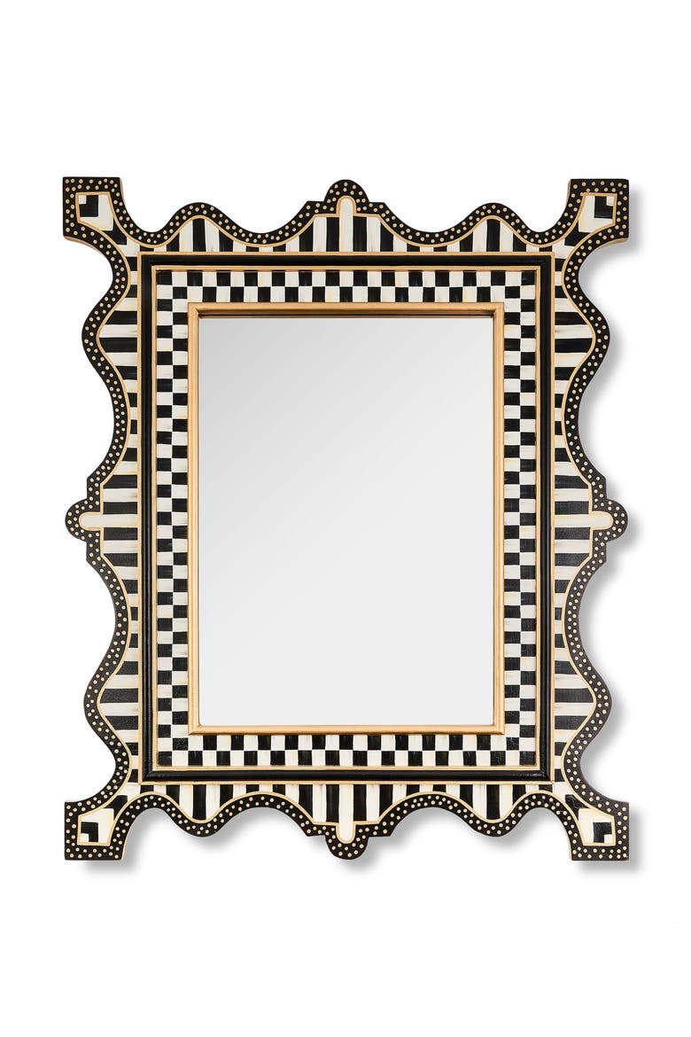 Courtly Check Large Wall Mirror, Main, color, BLACK