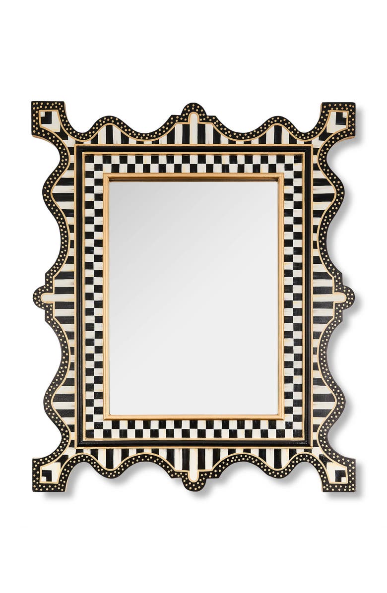 MACKENZIE CHILDS Courtly Check Large Wall Mirror, Main, color, Black