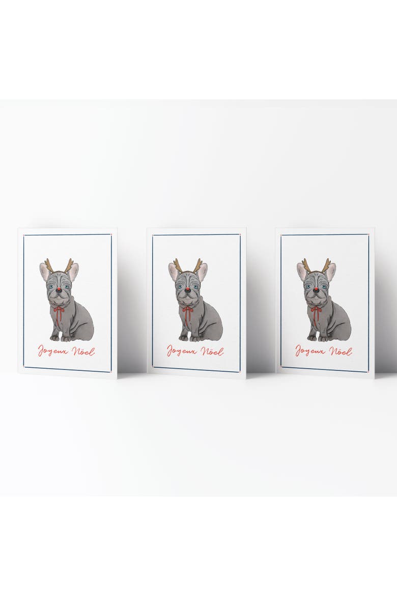 Reindeer Frenchie Dog Winter/Holiday/Christmas Greeting Card Pack Sets, Main, color, Multi-Pack