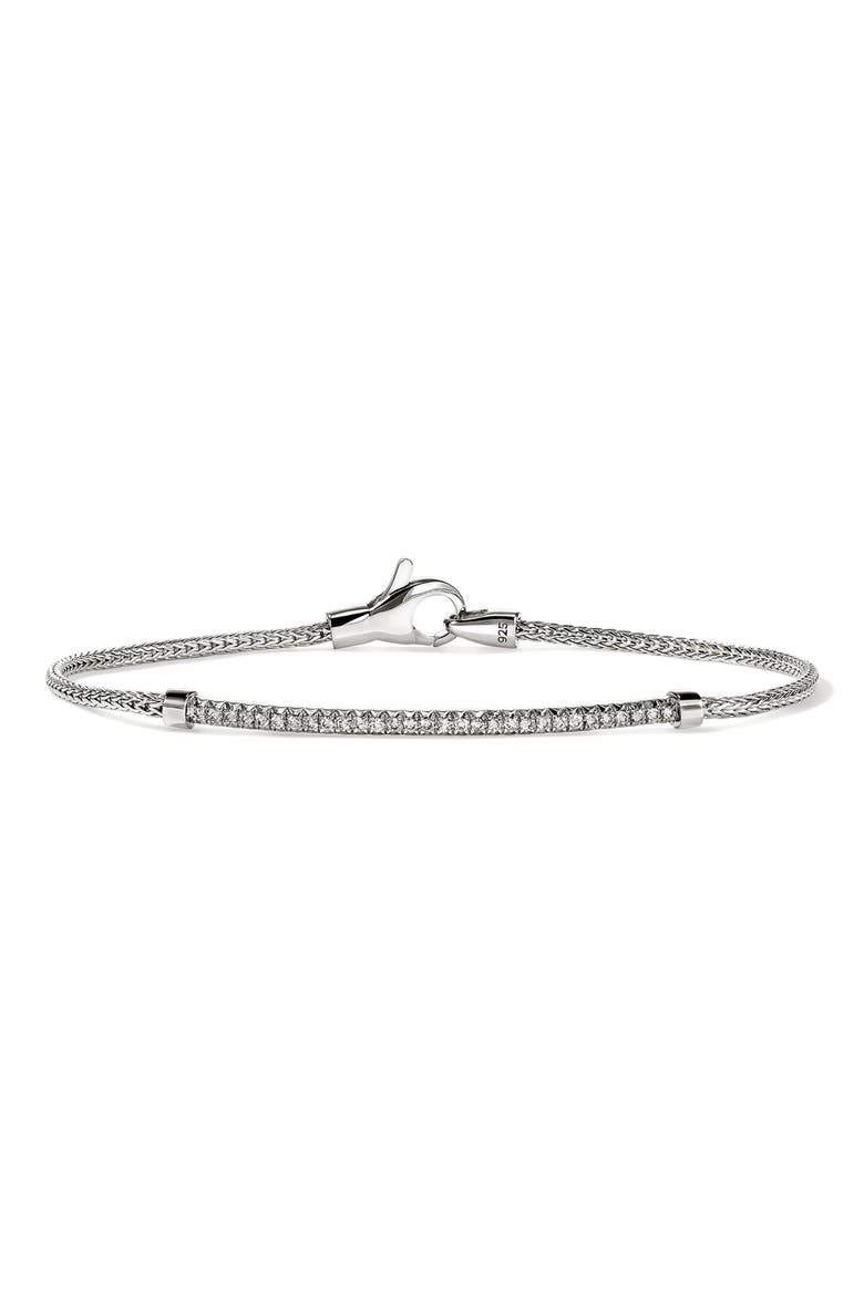 Essentials Sterling Silver Pav9 Bar Bracelet, Main, color, SILVER