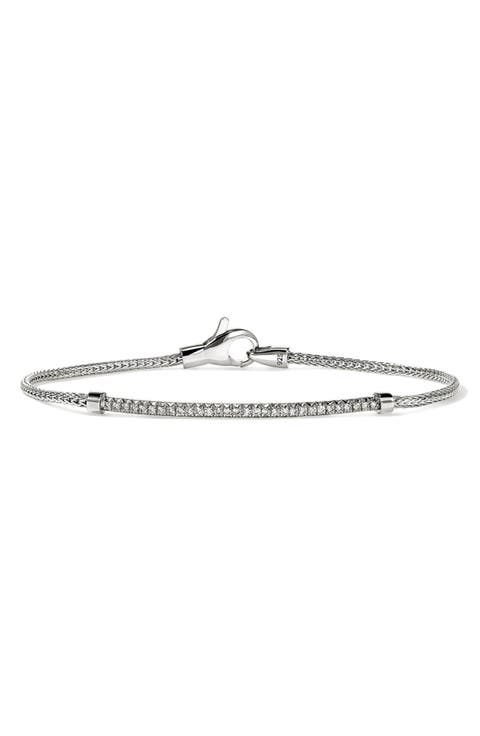 Essentials Sterling Silver Pav9 Bar Bracelet