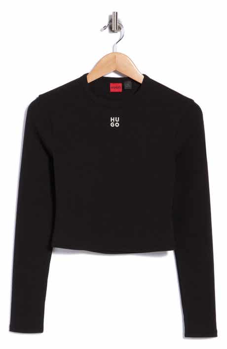 Dafilomena Logo Long Sleeve Cropped Top