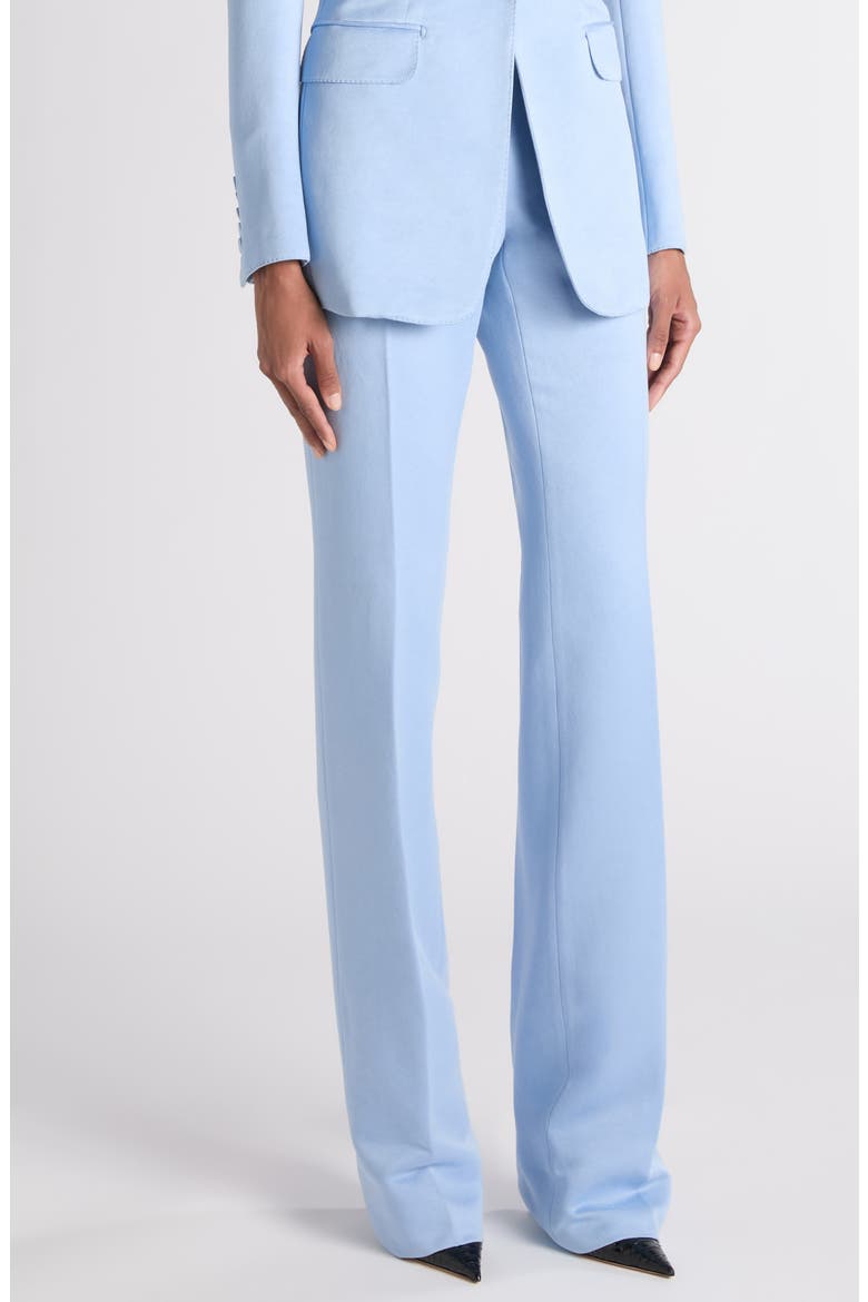 Washed Duchesse Satin Trousers, Alternate, color, MINERAL BLUE