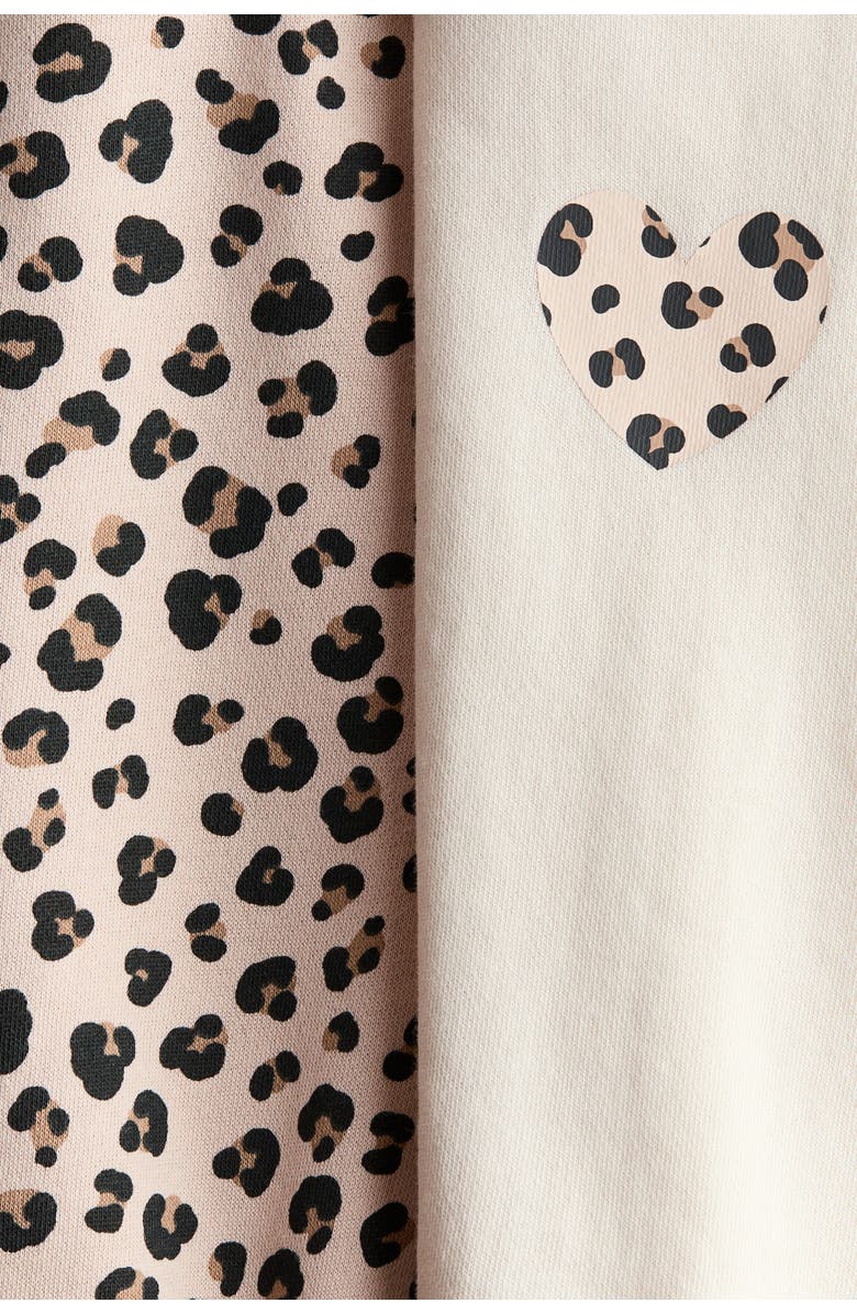 H&M 2-pack Printed Sweatshirts, Alternate, color, Light Beige/Leopard Print