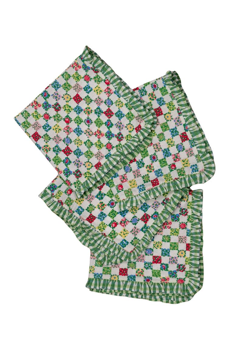 Rebecca Ruffle Napkins, Set of 4, Main, color, Green