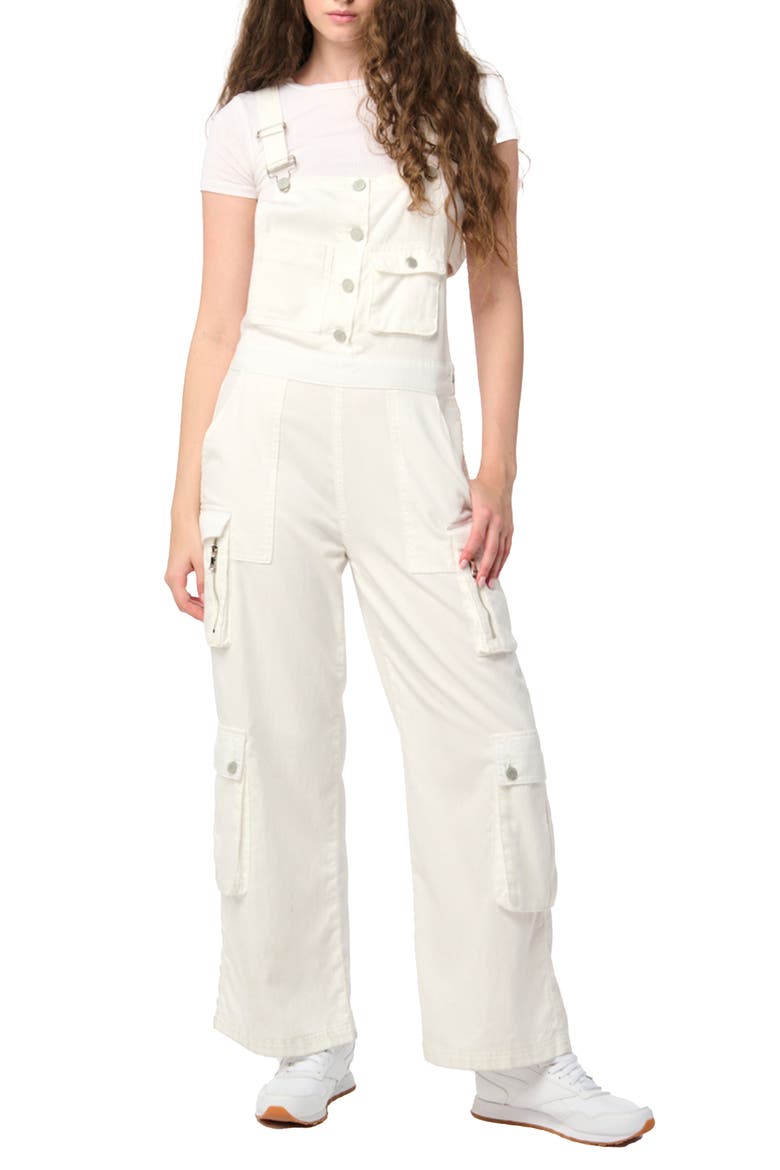Wide Leg Cargo Denim Overalls, Main, color, MILK IT