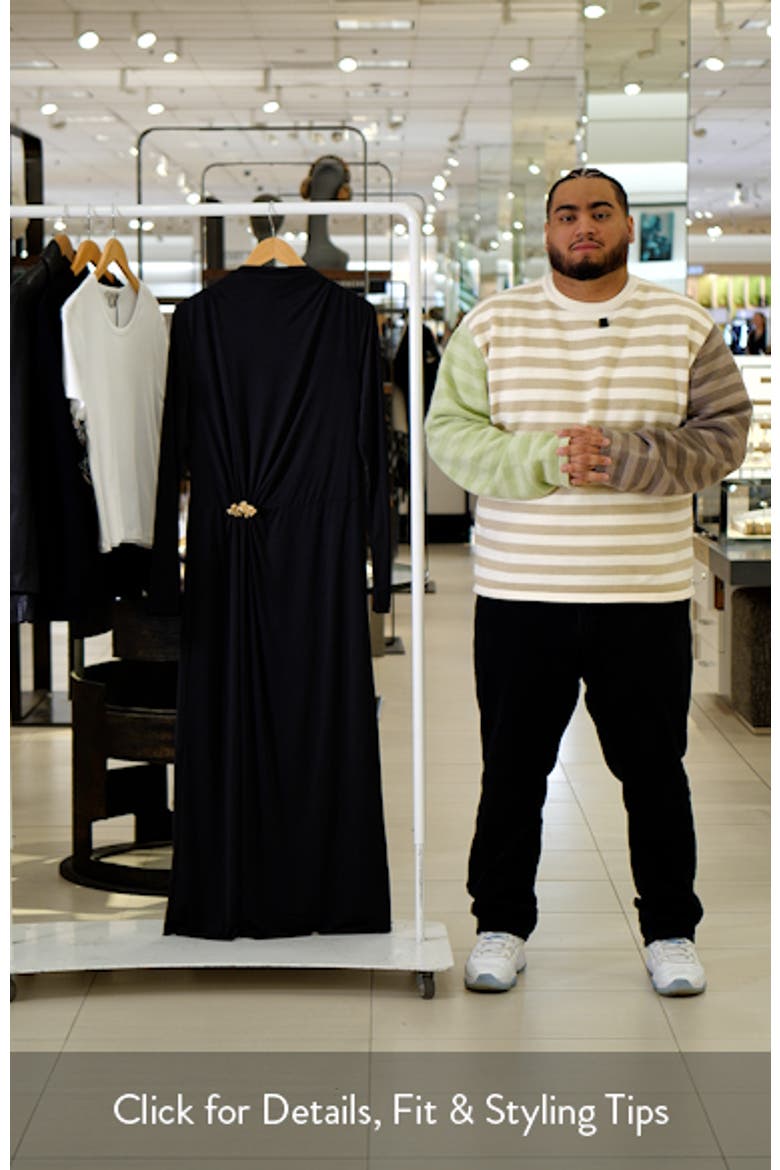 Belt Detail Long Sleeve Slinky Maxi Dress video