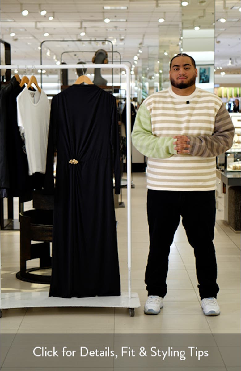 Belt Detail Long Sleeve Slinky Maxi Dress, sales video thumbnail