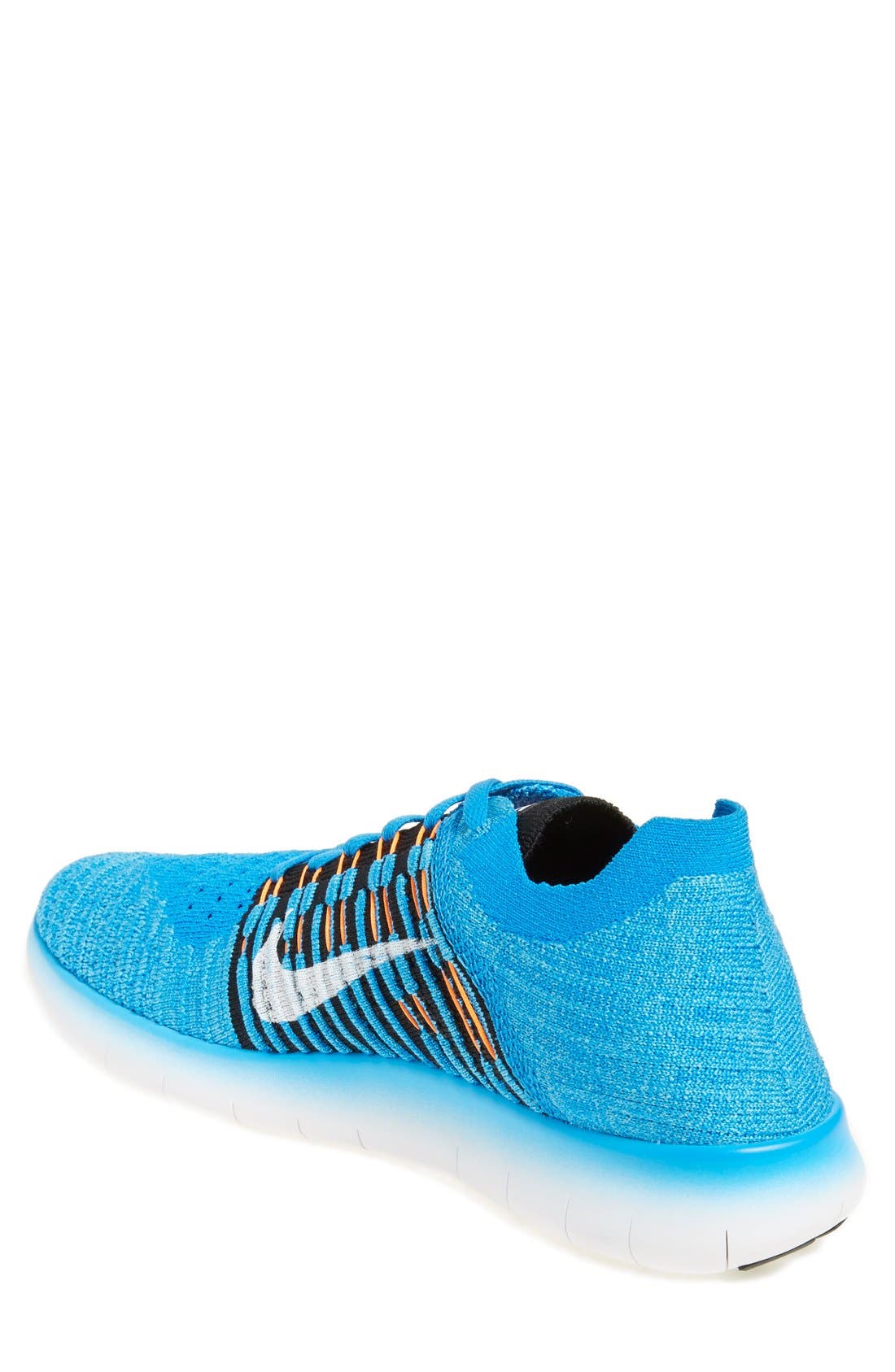 'Free Run Flyknit' Running Shoe, Alternate, color, PHOTO BLUE/ BLACK/ ORANGE