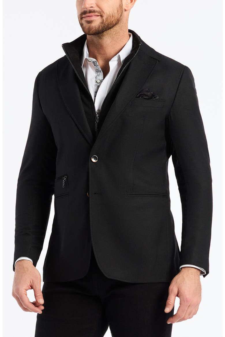 The Jetset Wool Blend Sport Coat with Removable Bib, Alternate, color, BLACK