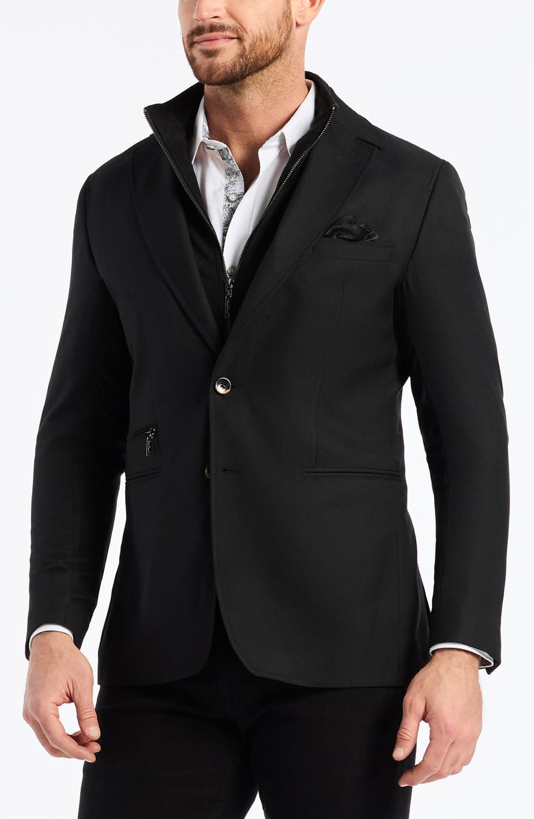 Robert Graham The Jetset Wool Blend Sport Coat with Removable Bib, Alternate, color, Black