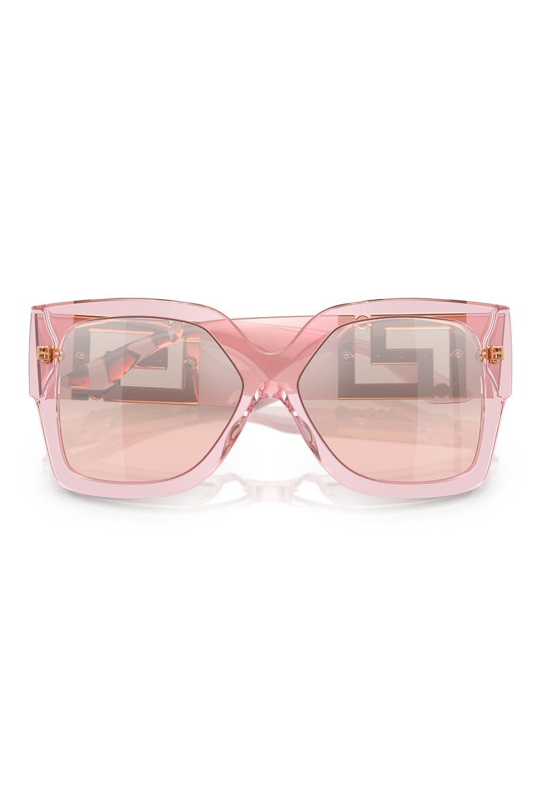 59mm Rectangular Sunglasses, Alternate, color, TRANSPARENT PINK / LIGHT PINK MIRROR SILVER GRAD
