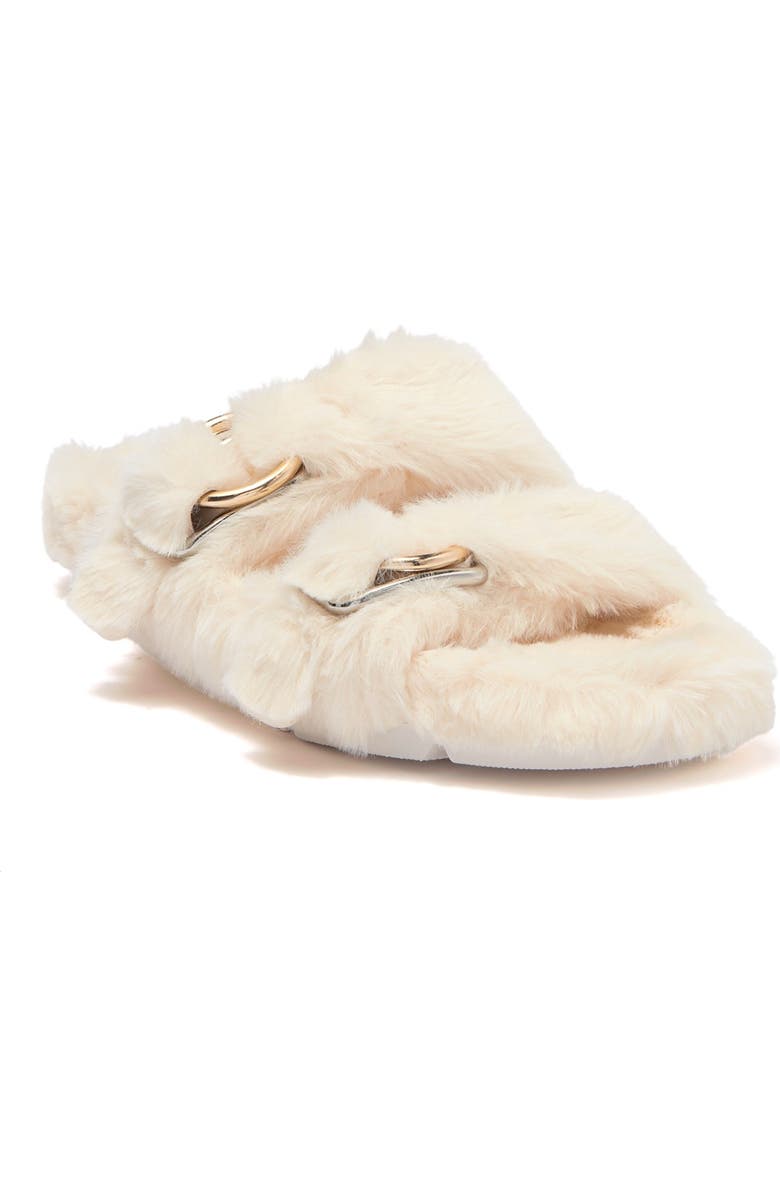 JSlides Bree Faux Fur Slide Sandal, Main, color, Natural