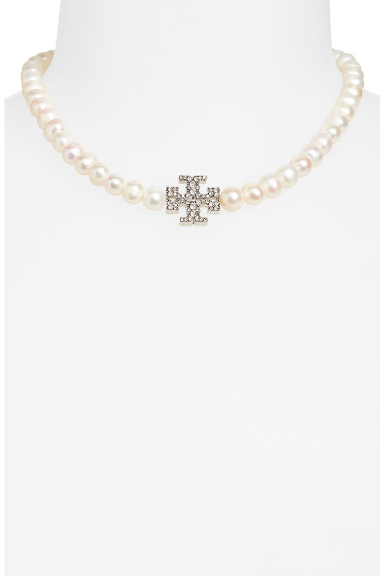 Moondance Pearl and Pavé Necklace, Alternate, color, TORY SILVER / PEARL / CRYSTAL