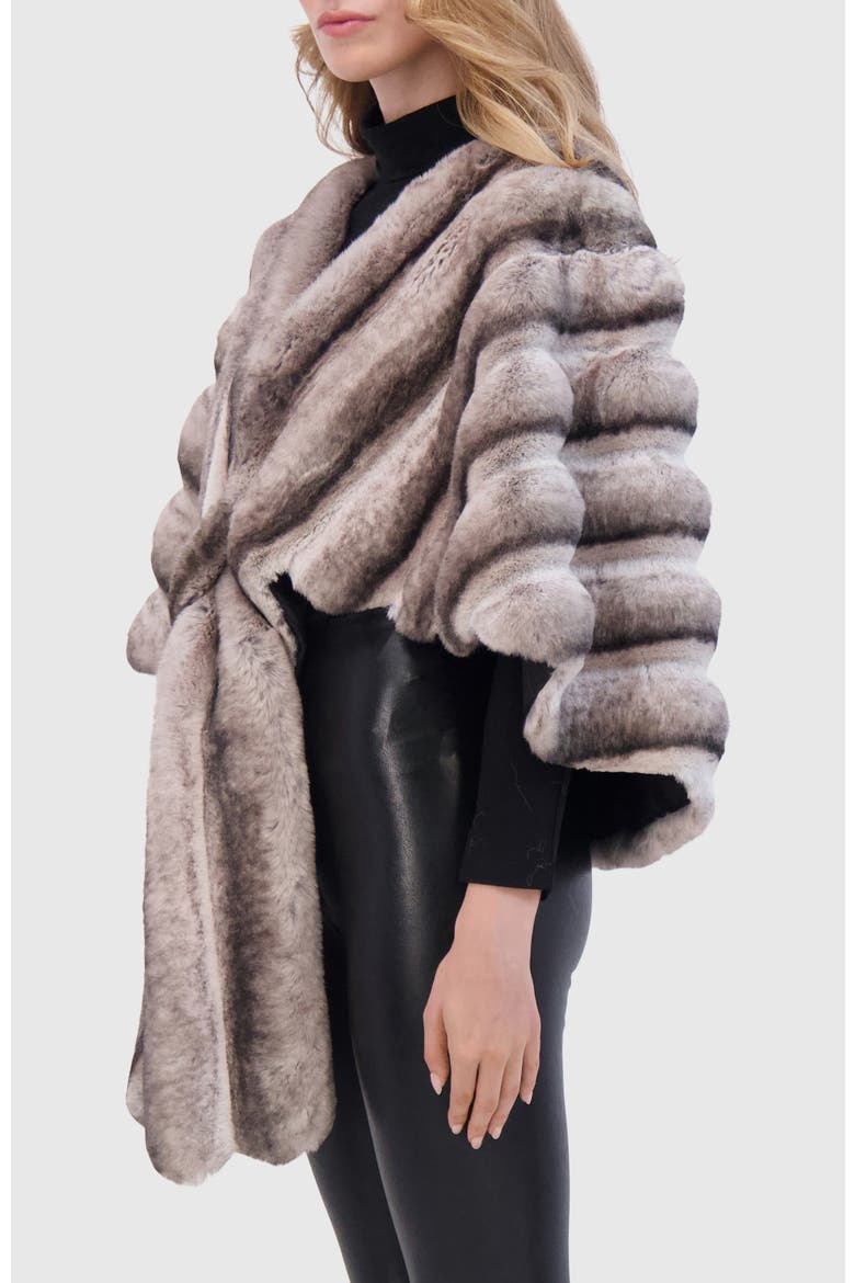 Fur-Free Chinchilla (Faux Fur) Pull-Through Stole, Alternate, color, GRAY CHINCH
