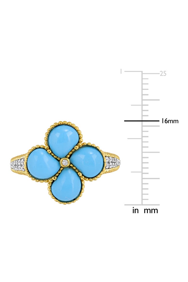 Lab Created Pink Opal Flower Ring, Alternate, color, TURQUOISE