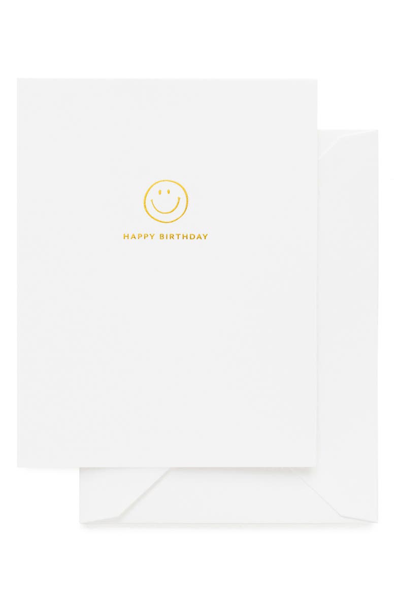 Sugar Paper Happy Birthday Smiley Card & Envelope, Main, color, White