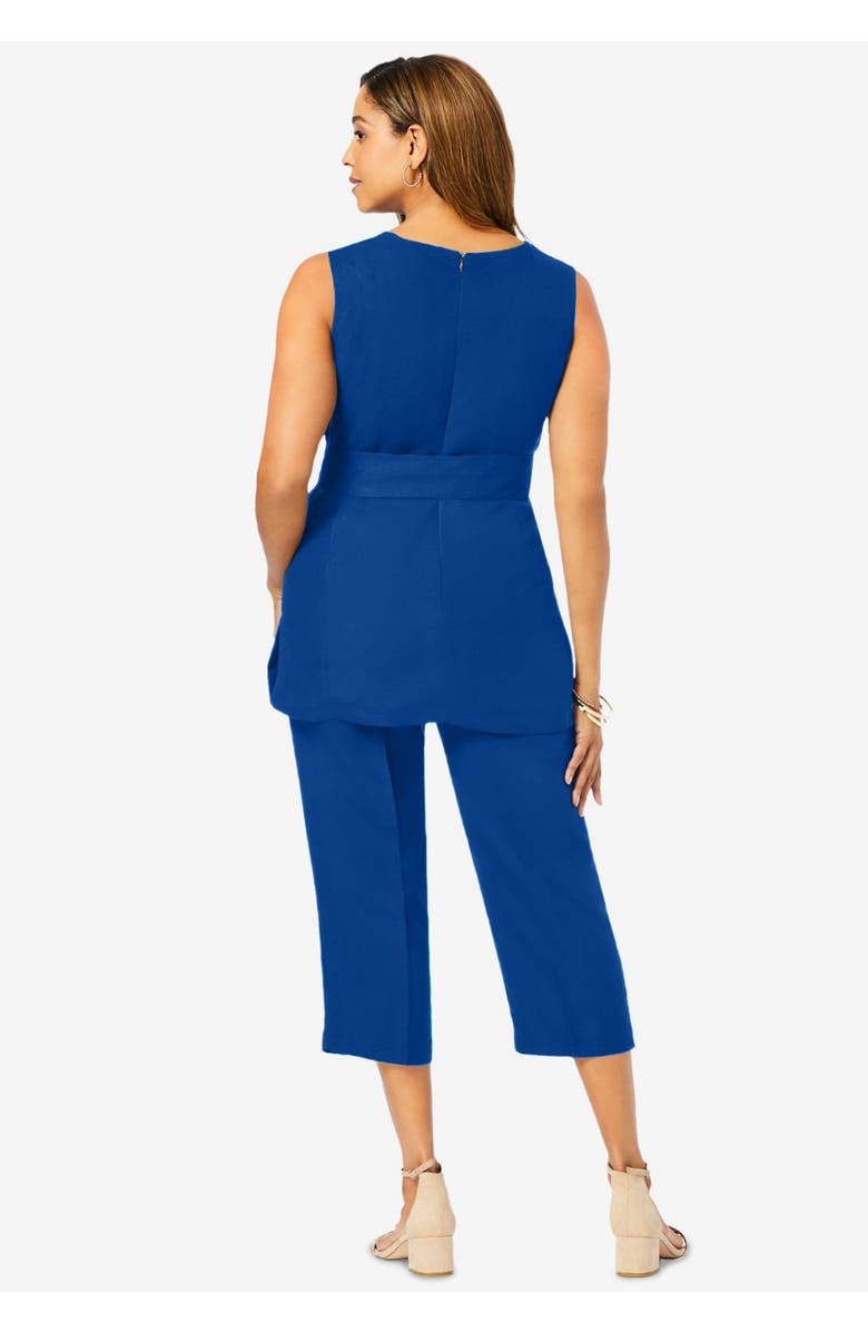 Jessica London 2-Piece Linen Capri Set, Alternate, color, Black