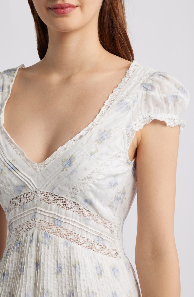 LoveShackFancy Suvi Floral Pritn Lace Maxi Dress, Alternate, color, Arctic Vanilla