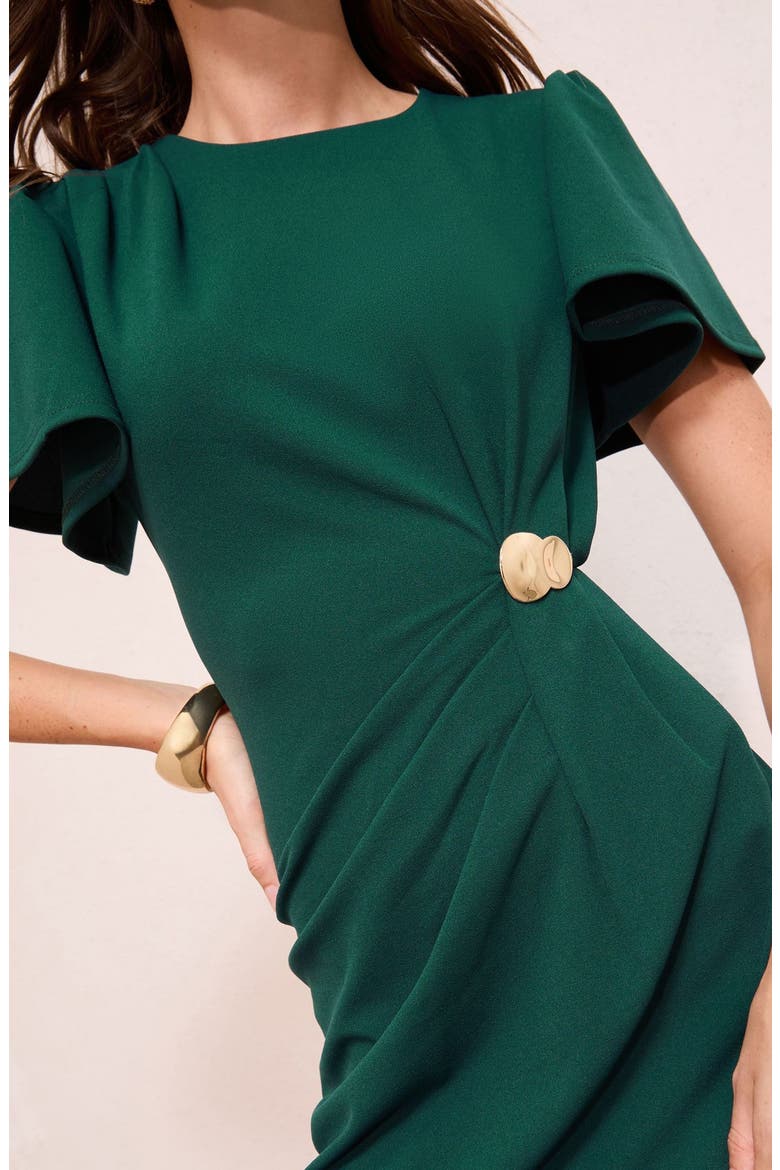 Hardware Detail Flutter Sleeve Minidress, Alternate, color, GREEN