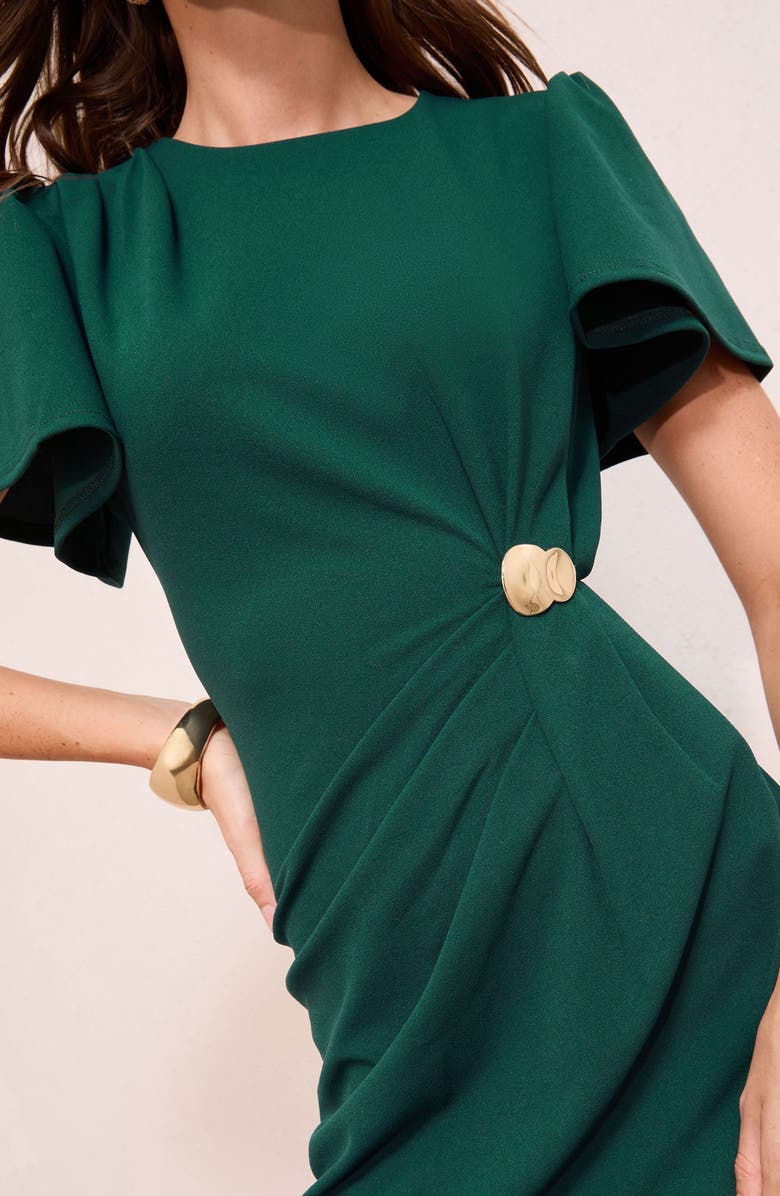 Friends Like These Hardware Detail Flutter Sleeve Minidress, Alternate, color, Green