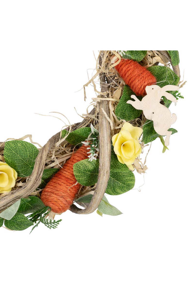 Northlight Bunnies and Carrots Small Artificial Easter Twig Wreath - 12", Alternate, color, Green