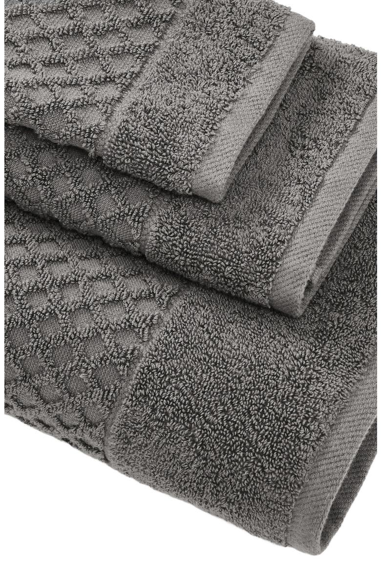 Diamond Waffle Texture 6-Piece Towel Set, Alternate, color, DARK GREY