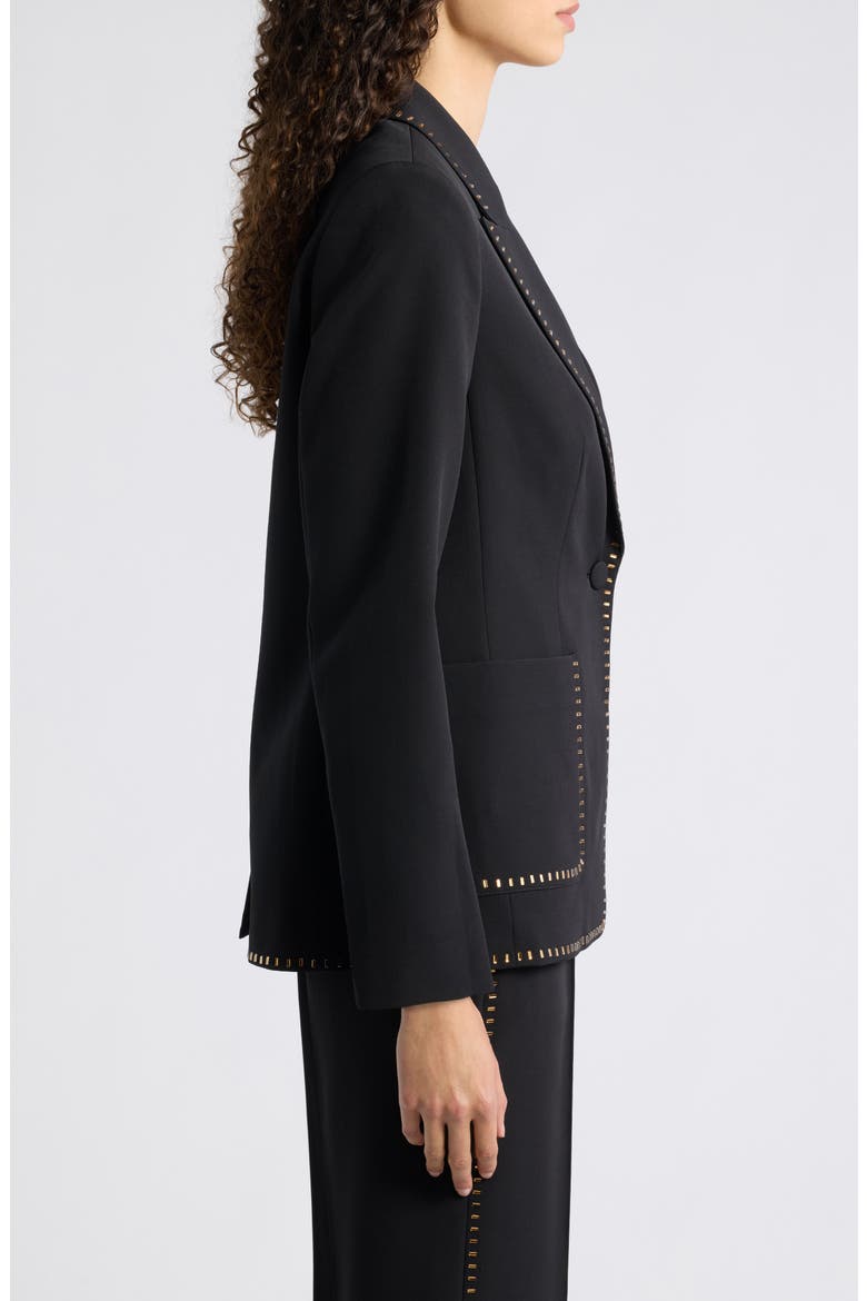The Margaret Bar Trimmed Suit Jacket, Alternate, color, NOIR