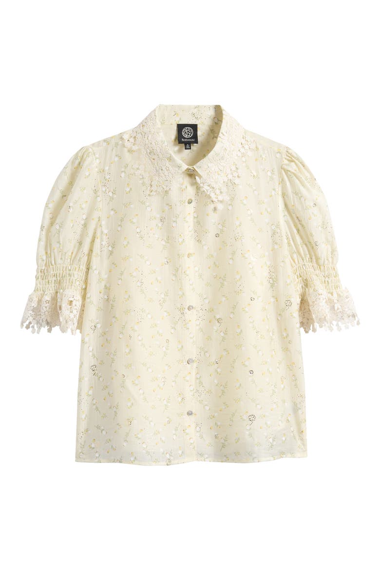 Lace Edge Top, Alternate, color, YELLOW/ SAGE FLORAL