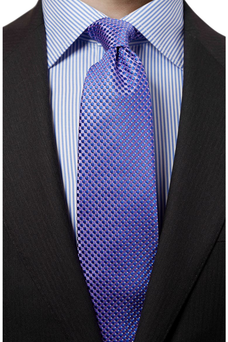Microdot Silk Tie, Alternate, color, PURPLE