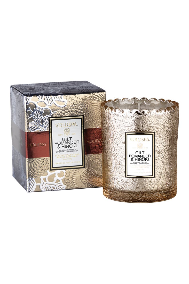 Gilt Pomander & Hinoki Boxed Candle, Main, color, POMANDER/ HINOKI