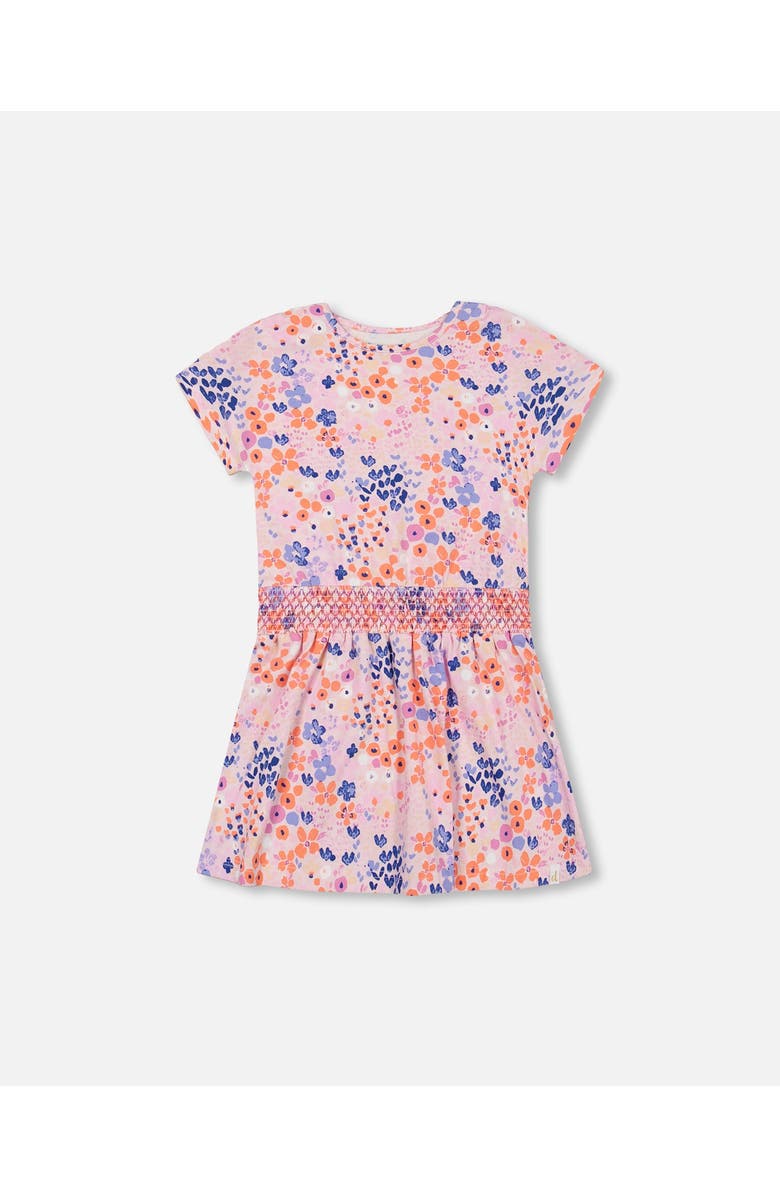 Deux par Deux Little Girl's Organic Cotton Dress Lavender Printed Fields Flowers, Main, color,