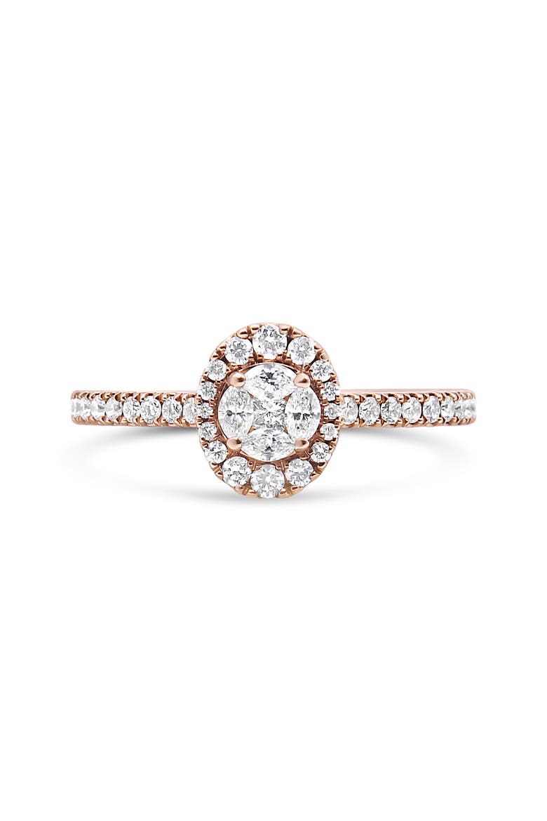 18K Rose Gold 1/2 Cttw Diamond Oval Shaped Halo Engagement Ring, Main, color, Pink