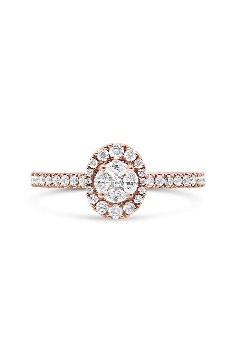 Haus of Brilliance 18K Rose Gold 1/2 Cttw Diamond Oval Shaped Halo Engagement Ring, Main, color, Pink