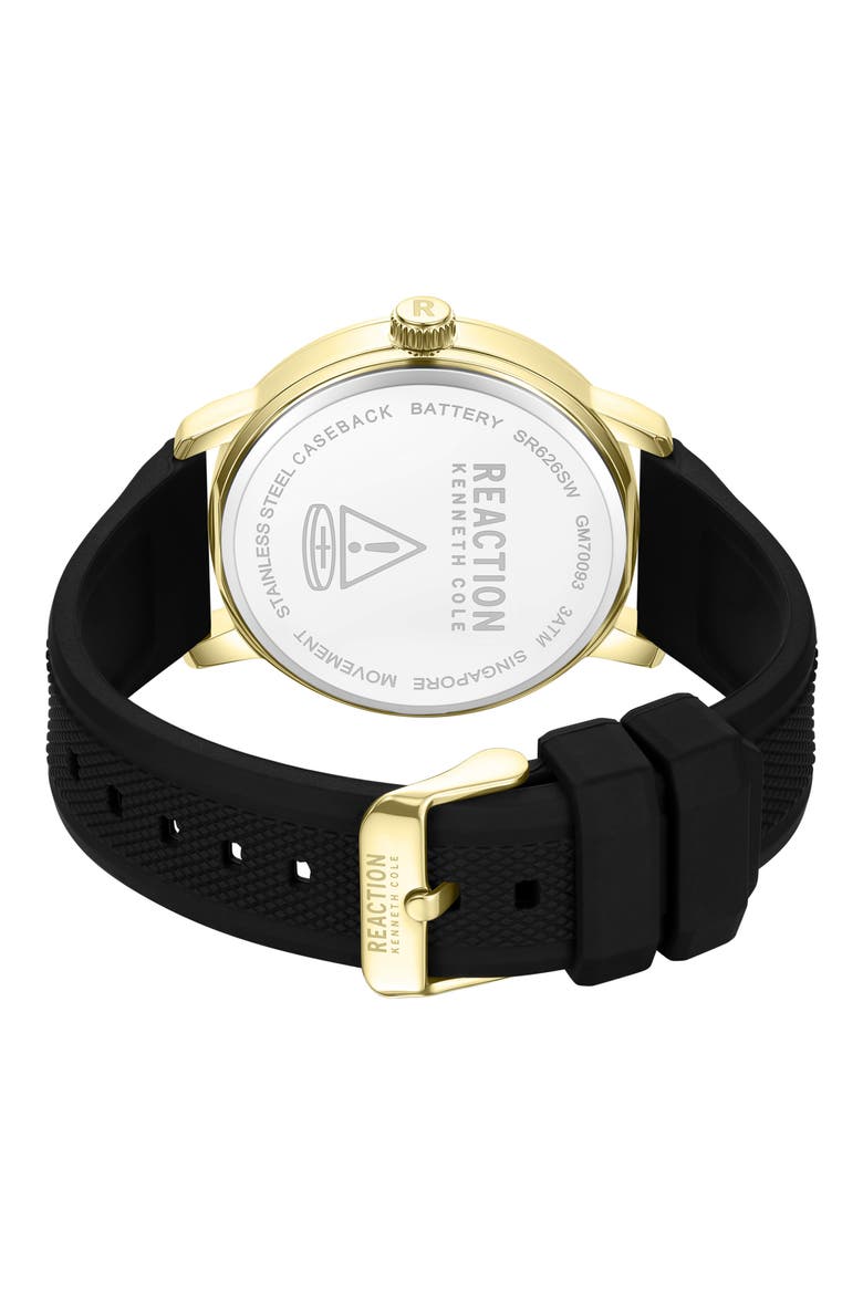 Classic Black Silicone Strap Watch, 44mm, Alternate, color, YELLOW/ BLACK
