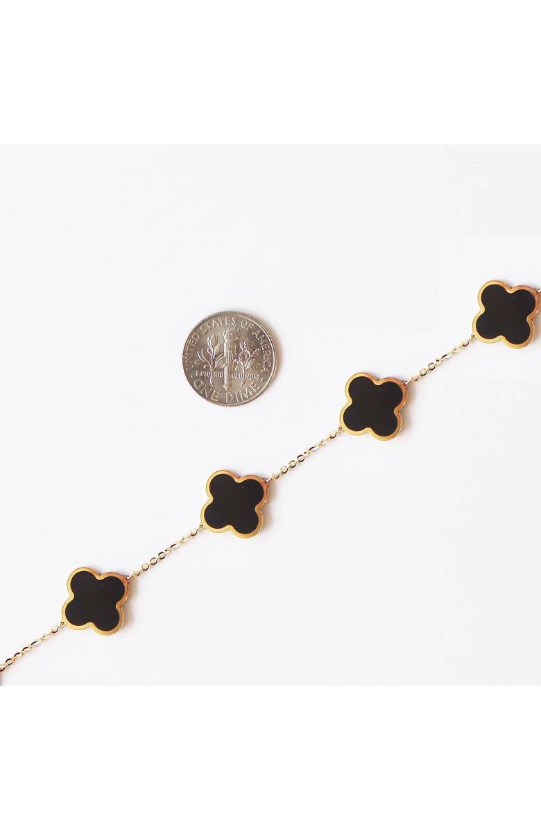 The Lovery Fine Jewelry Large Onyx Clover Bracelet, Alternate, color, Yellow Gold