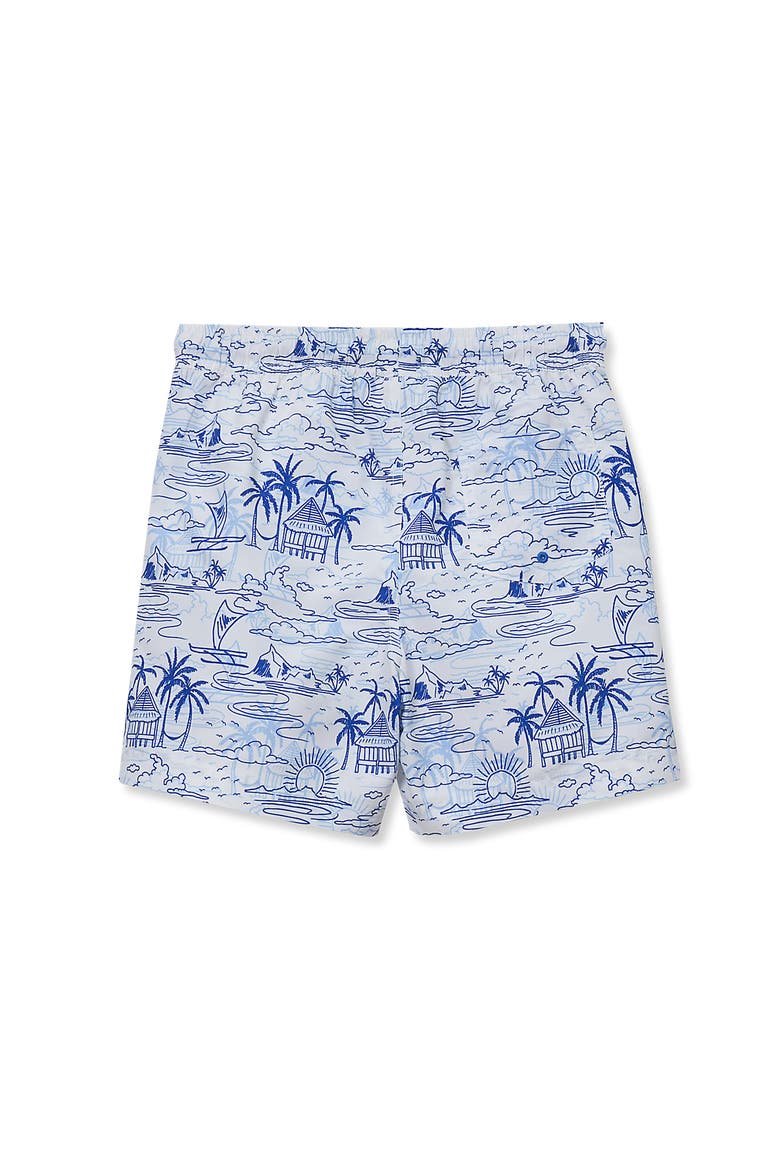 Boys Print Swim Trunks, Alternate, color, Electric Blue Marble Tie Dye