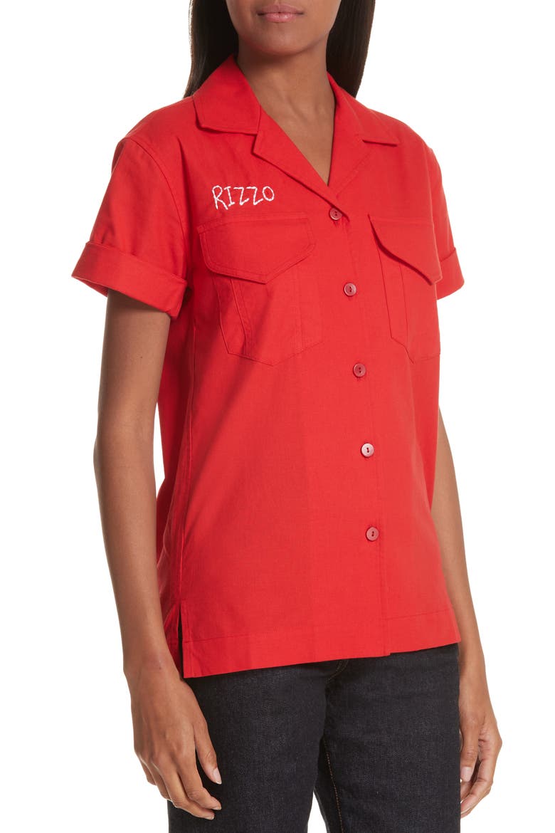 x Paramount Grease Rizzo Embroidered Mechanic Shirt (Nordstrom Exclusive), Alternate, color, RIZZO RED
