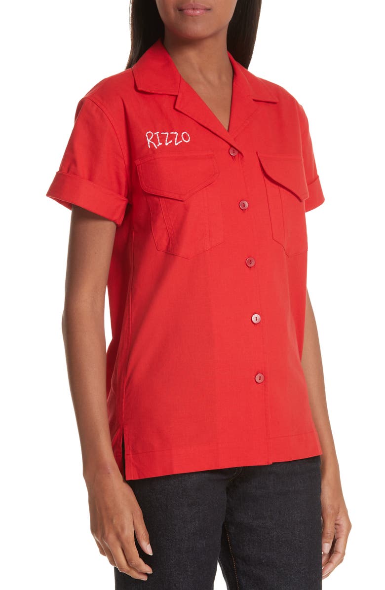 Simon Miller x Paramount Grease Rizzo Embroidered Mechanic Shirt, Alternate, color, 