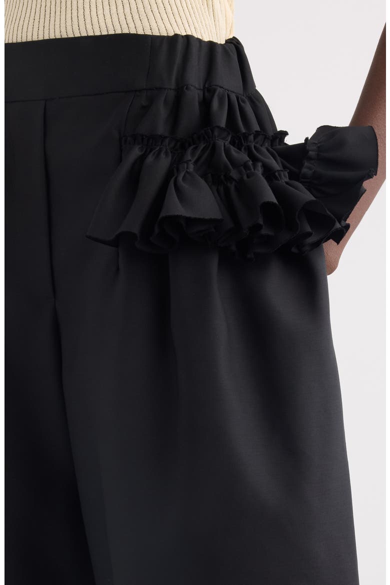 Pacuna Rounded Wool & Silk Shorts, Alternate, color, BLACK
