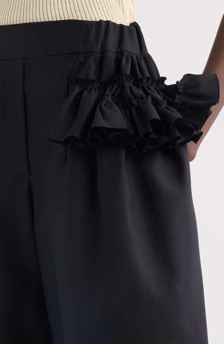 Dries Van Noten Pacuna Rounded Wool & Silk Shorts, Alternate, color, Black