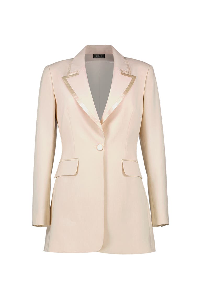 Tailored Blazer With Satin Lapel, Alternate, color, Natural